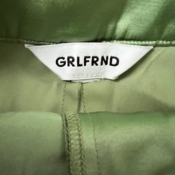 GRLFRND Alexei Satin Trouser Shorts in Sage Green - Picture 3 of 8